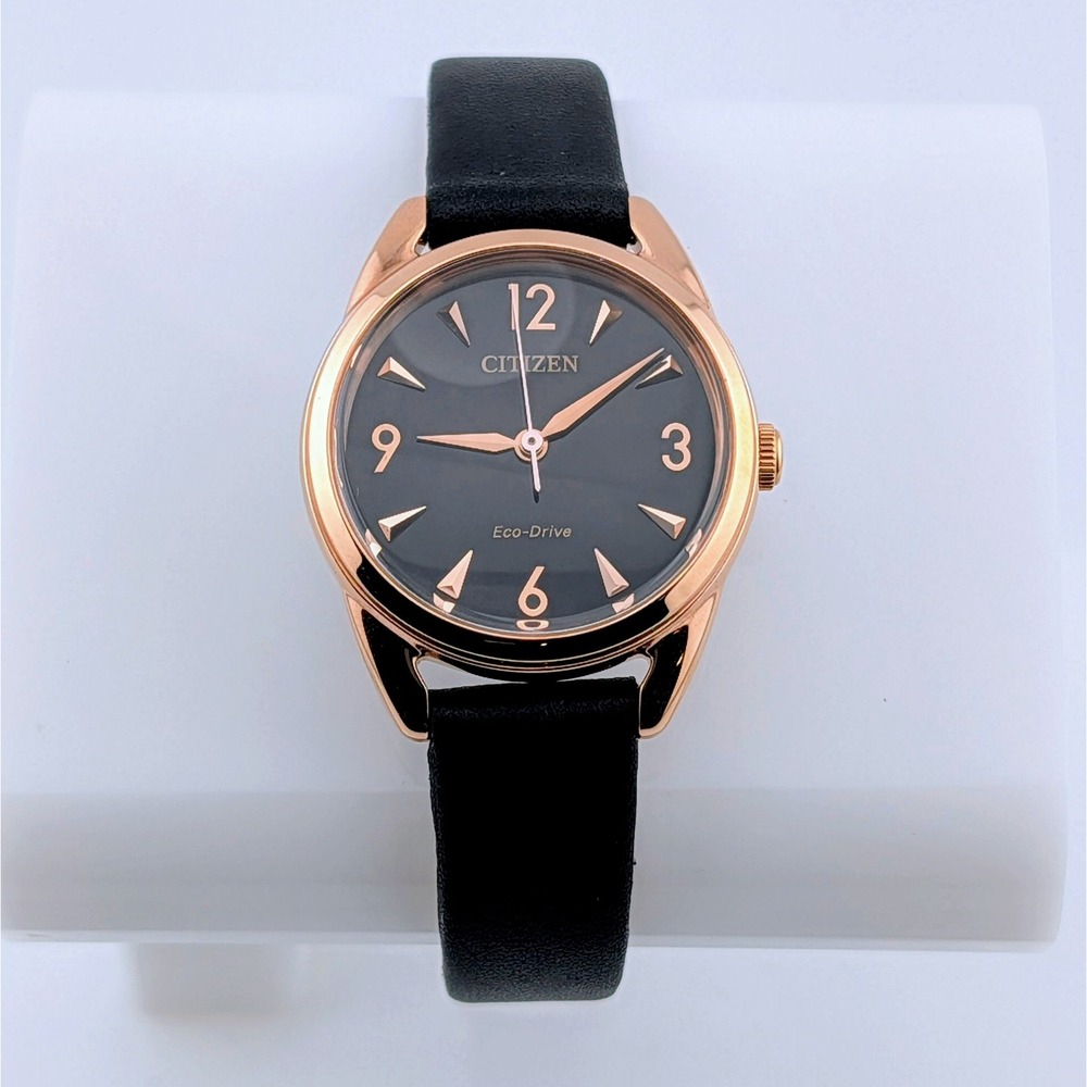 Citizen LTR Eco-Drive E031-R009966 Rose Gold Tone Black Dial Women's Watch 27mm